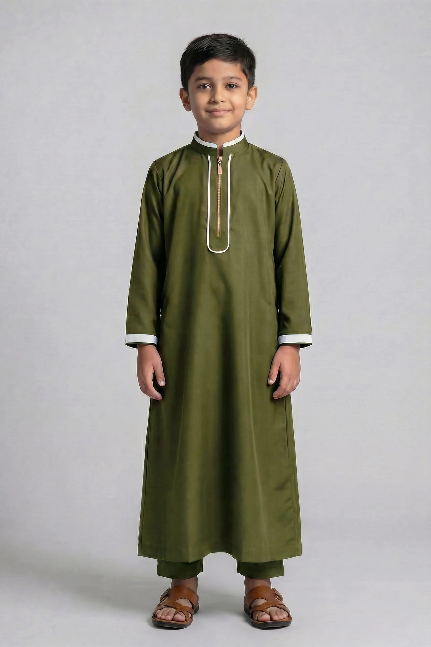 pancolor change.jpg Zayaan Olive Mist Jubba & Pajama Set - Image 1